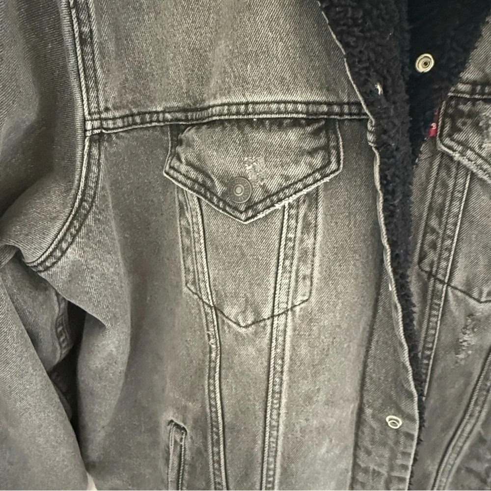 Levi's Vintage Fit Sherpa Trucker Jacket Black Stonewash Mens Size XXL